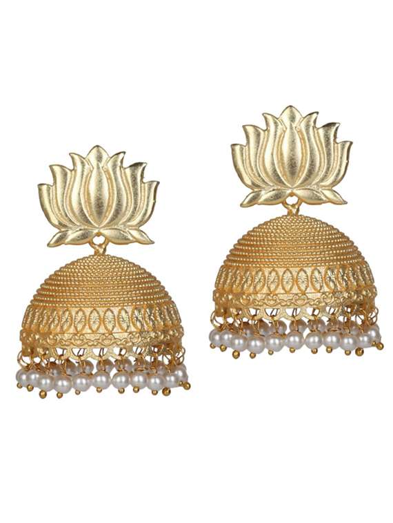 gold tone brass jhumka earring