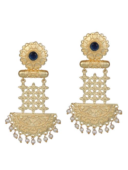 gold tone brass beaded drop earring - 19768357 -  Standard Image - 0