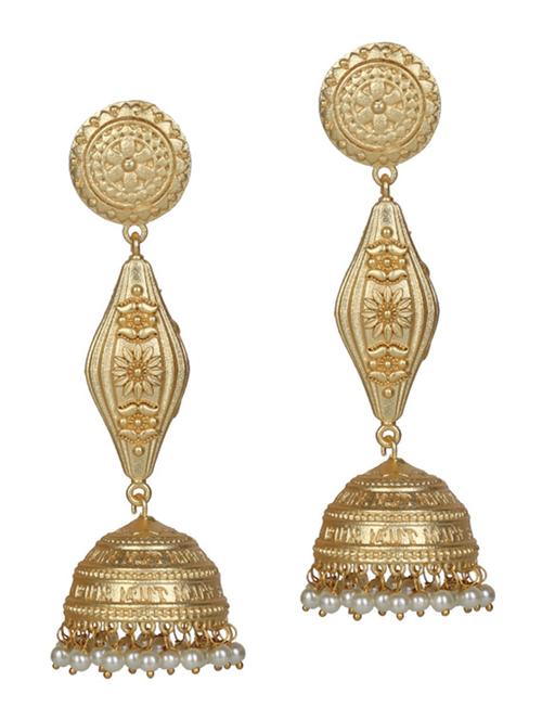 gold tone brass jhumka earring - 19768360 -  Standard Image - 0