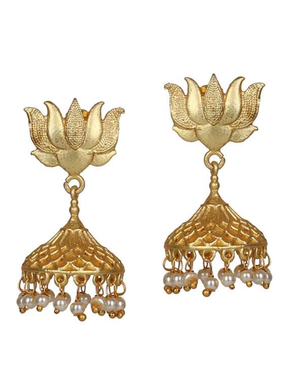 gold tone brass jhumka earring