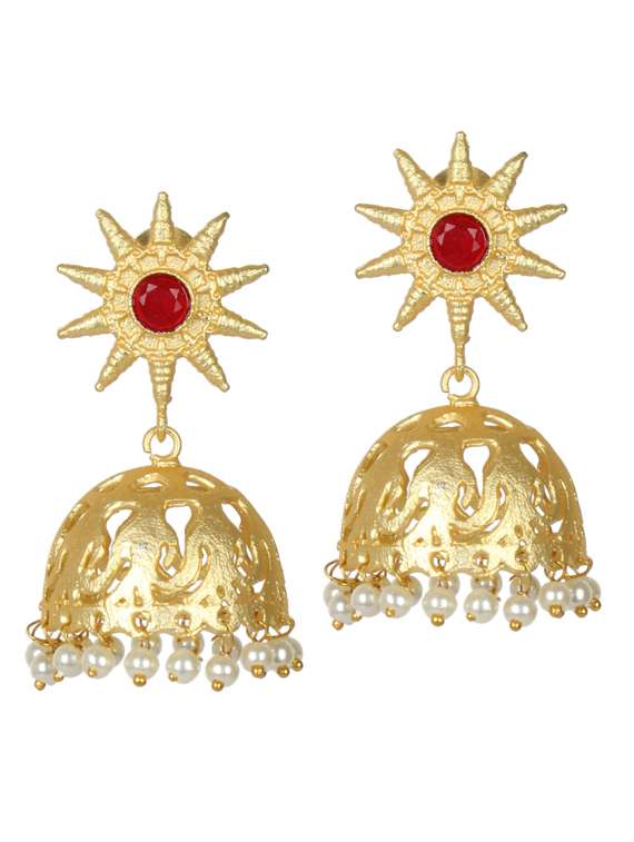 gold tone brass jhumka earring