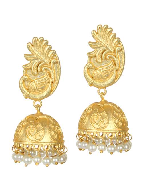 gold tone brass jhumka earring - 19768372 - Standard Image - 0