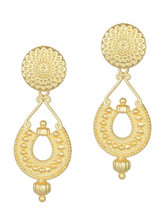 gold tone brass drop earring - 19768374 -  Zoom Image - 0