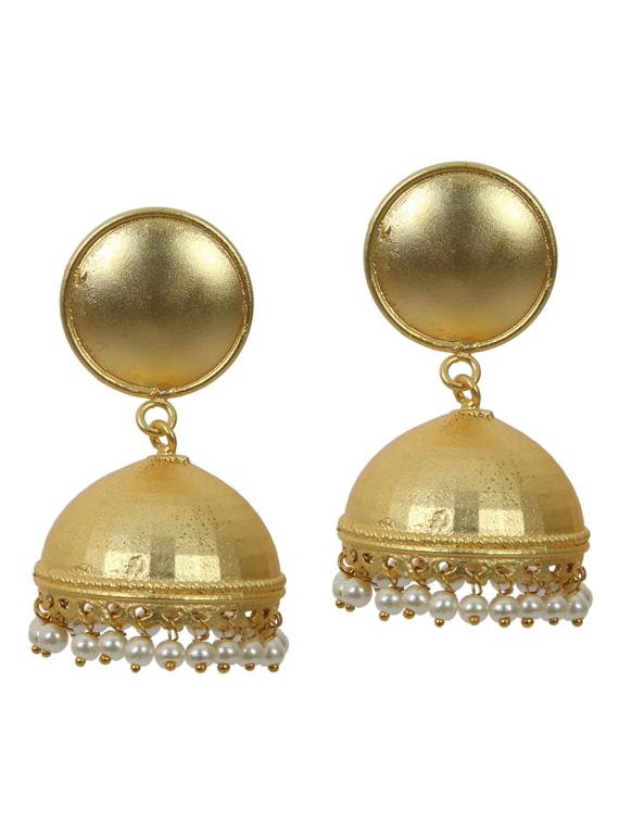 gold tone brass jhumka earring - 19768379 -  Zoom Image - 0