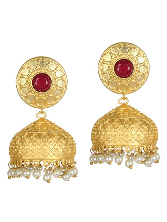 gold tone brass jhumka earring - 19768382 - Zoom Image - 0