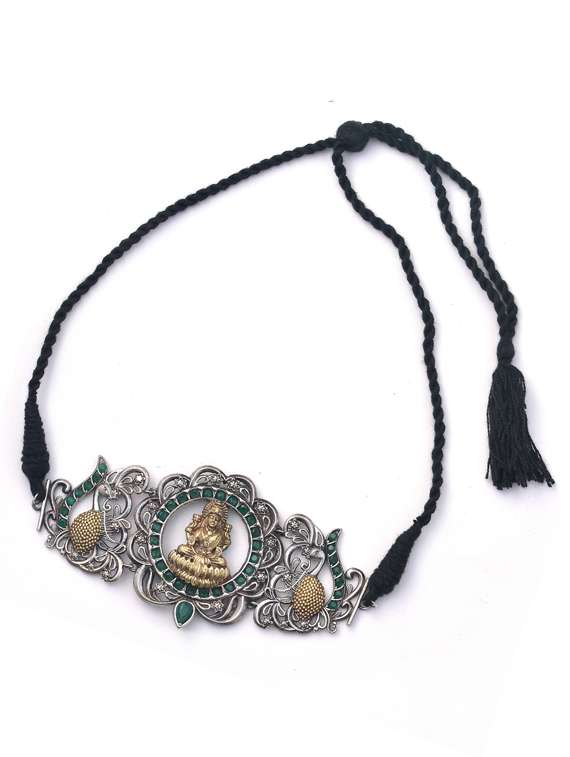 silver brass oxidised choker necklaces and earring  - 19768385 -  Standard Image - 2