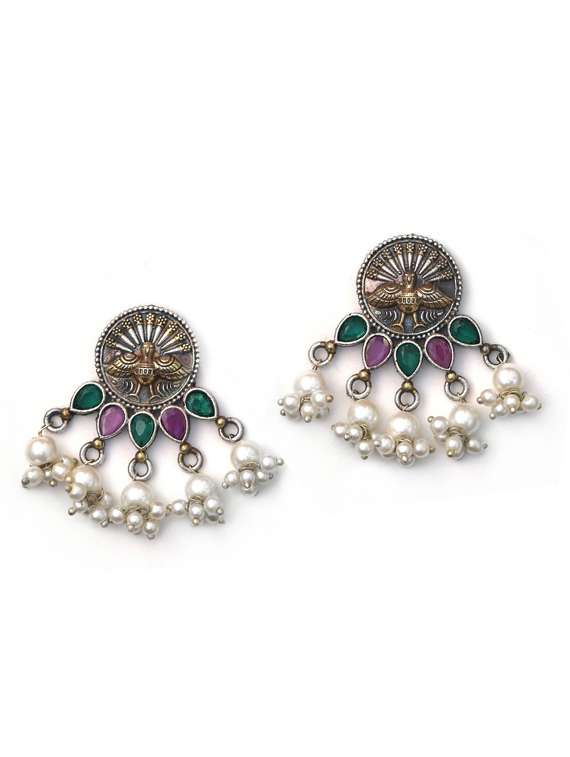 multi colored stone brass choker necklace and earring - 19768394 -  Standard Image - 2