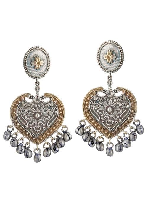 sliver brass oxidised drop earring - 19768412 -  Standard Image - 0