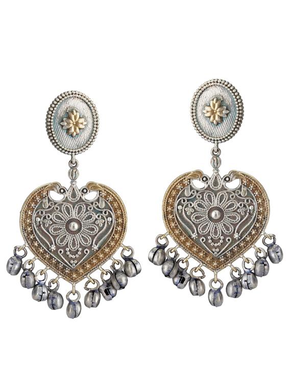 sliver brass oxidised drop earring - 19768412 -  Zoom Image - 0