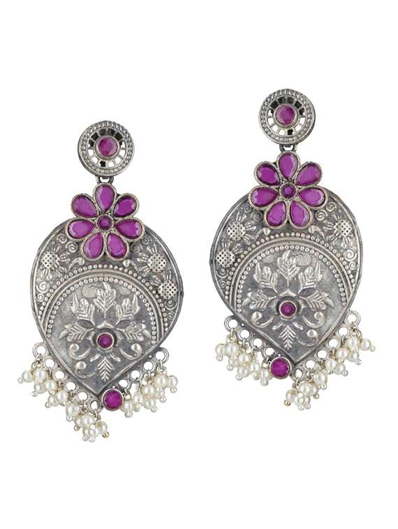 sliver brass oxidised drop earring