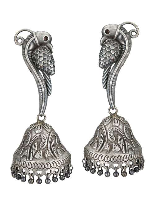 sliver brass oxidised jhumka earring - 19768420 -  Standard Image - 0