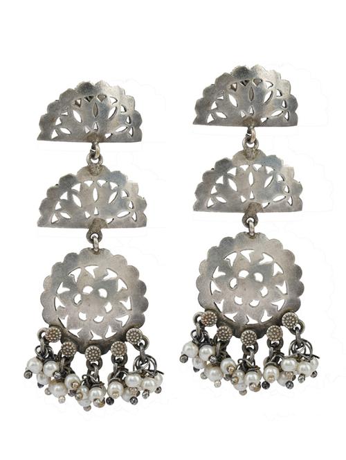 sliver brass oxidised drop earring - 19768426 -  Standard Image - 0
