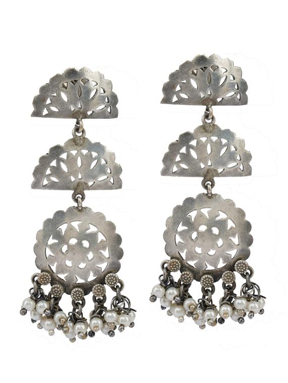 sliver brass oxidised drop earring - 19768426 -  Zoom Image - 0