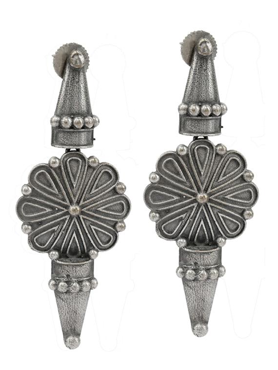 sliver brass oxidised drop earring - 19768428 -  Zoom Image - 0
