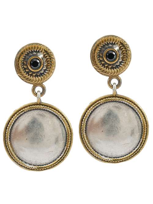 dual tone brass oxidised drop earring - 19768429 -  Standard Image - 0