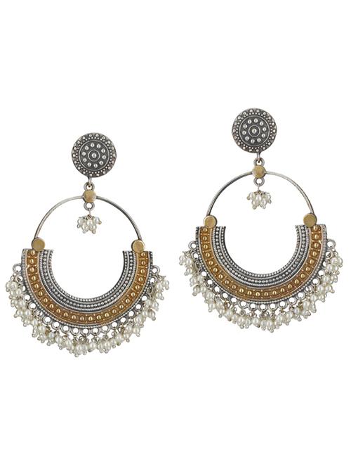 dual tone brass oxidised bali earring - 19768430 -  Standard Image - 0