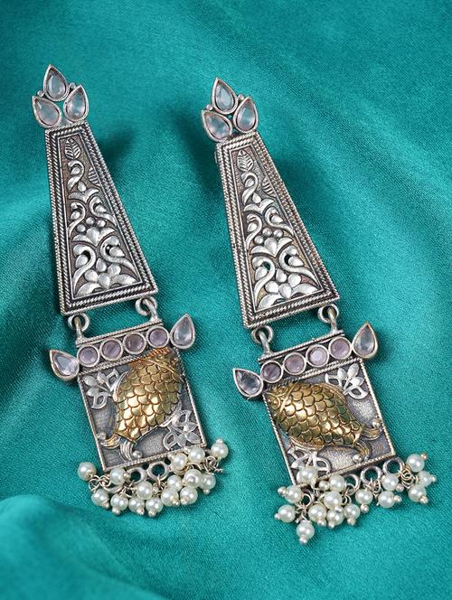 dual tone brass earrings - 19768442 - Standard Image - 0