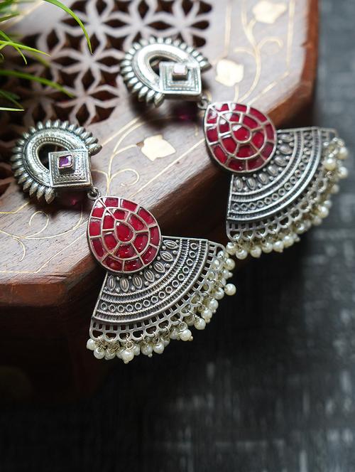 silver tone brass earrings - 19768450 - Standard Image - 0