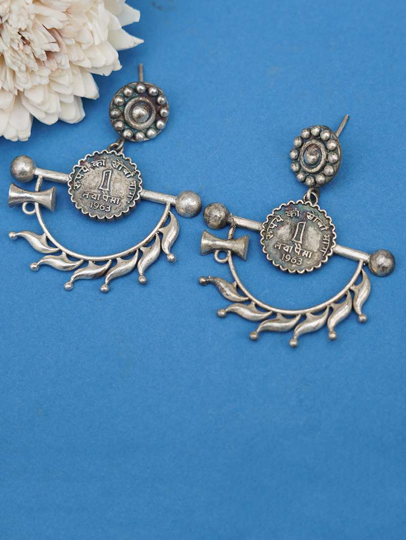 Silver Tone Brass Earrings
