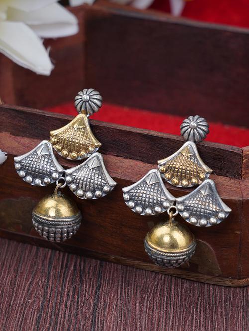 dual tone brass earrings - 19768455 - Standard Image - 0
