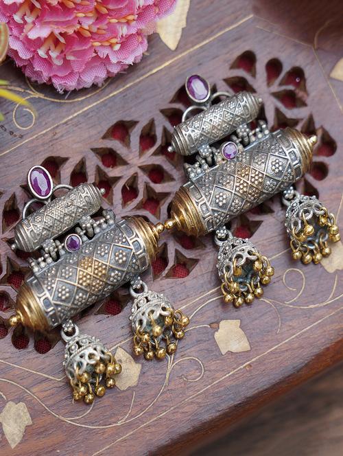 dual tone brass earrings - 19768457 - Standard Image - 0
