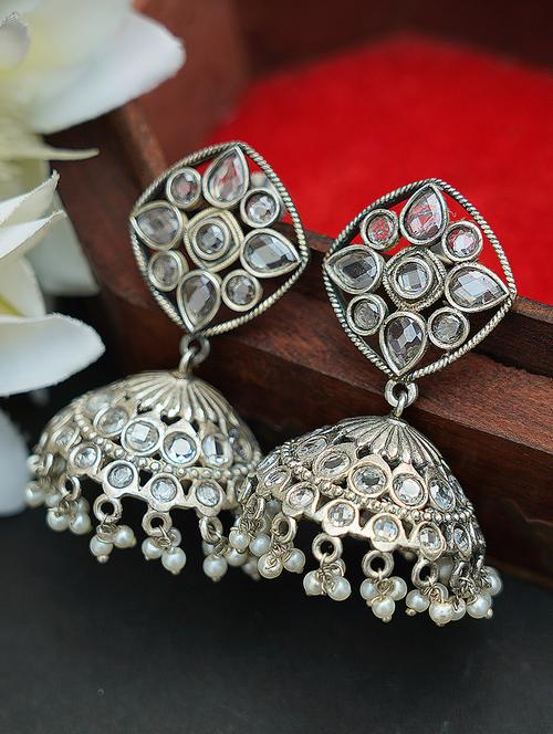 silver tone brass earrings - 19768462 -  Standard Image - 0