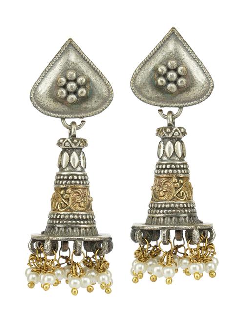 dual tone brass oxidised jhumka  earring - 19768465 -  Standard Image - 0