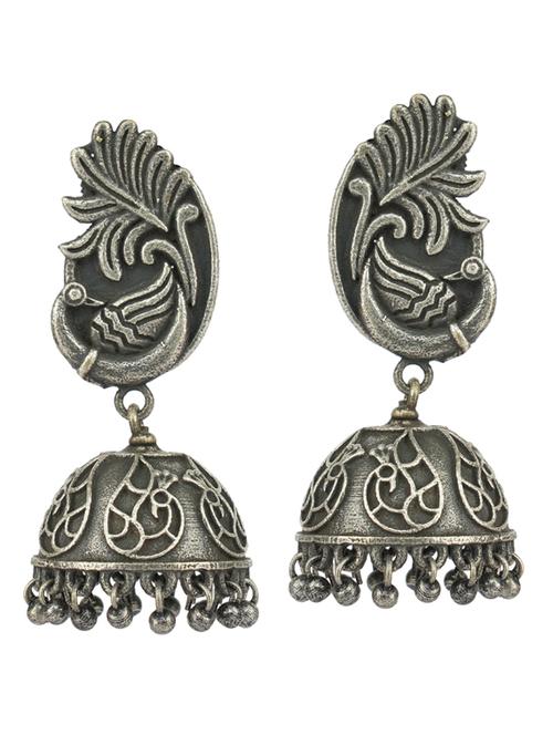 sliver brass oxidised jhumka earring - 19768468 -  Standard Image - 0
