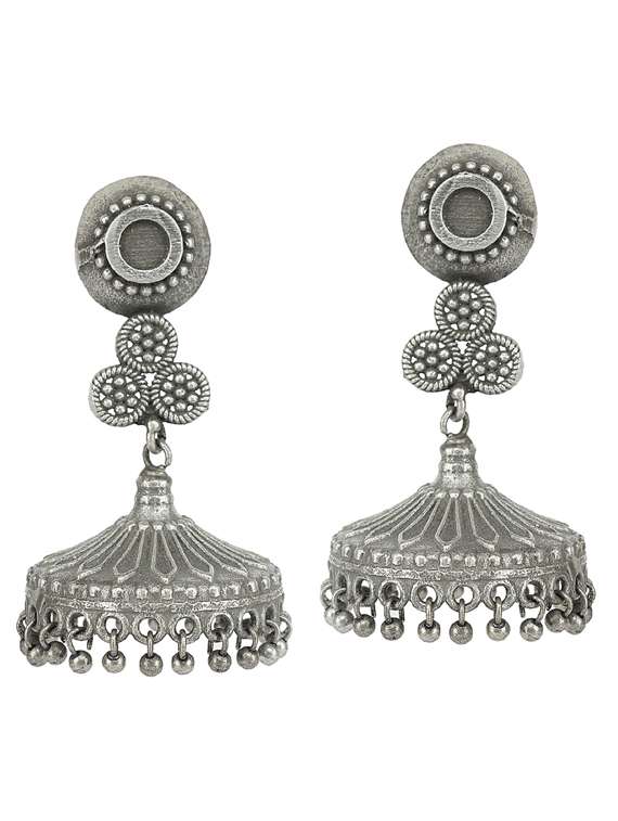 sliver brass oxidised jhumka earring - 19768475 - Zoom Image - 0