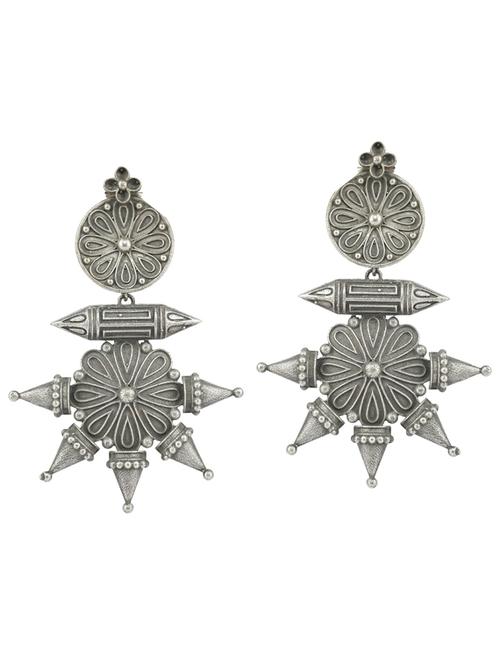 sliver brass oxidised drop earring - 19768476 - Standard Image - 0
