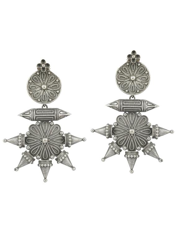 sliver brass oxidised drop earring - 19768476 - Zoom Image - 0