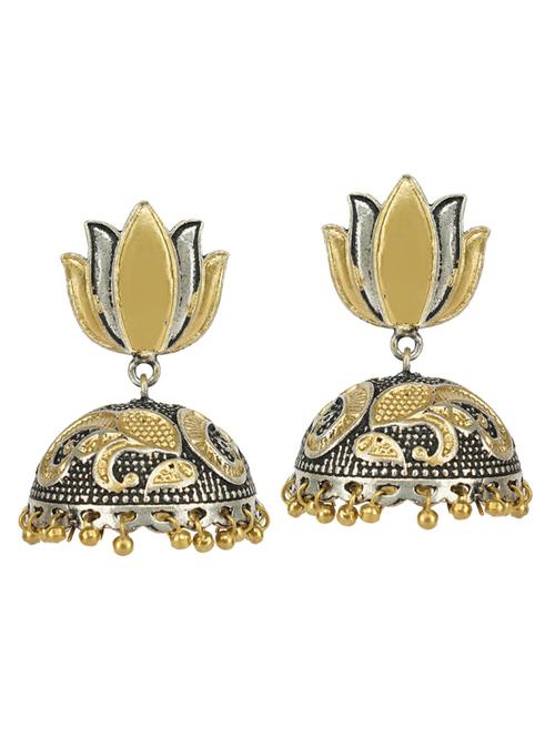 dual tone brass oxidised jhumka earring - 19768483 -  Standard Image - 0