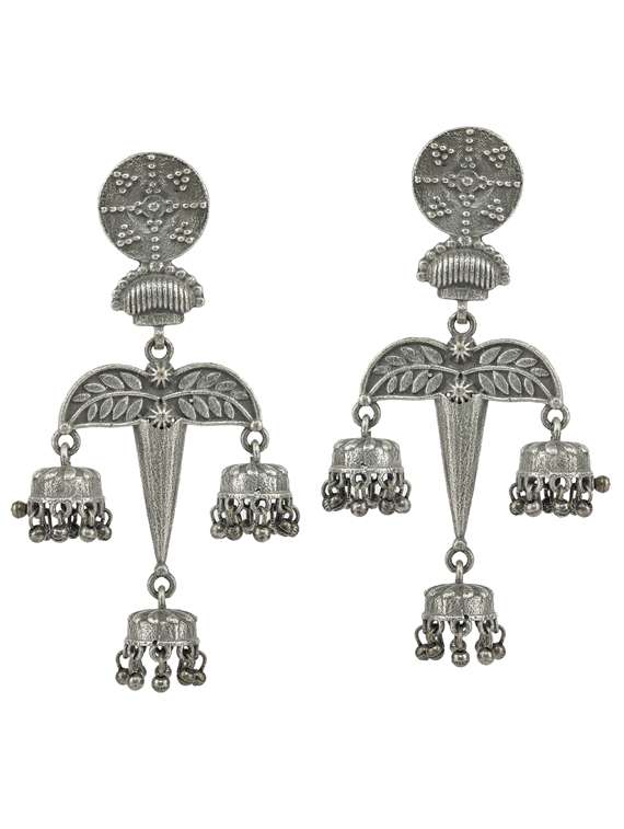 sliver brass oxidised drop earring