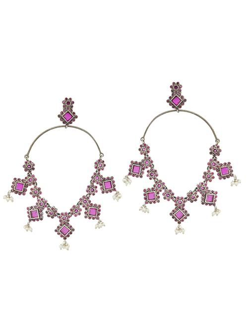 pink tone sliver brass oxidised bali earring - 19768494 -  Standard Image - 0