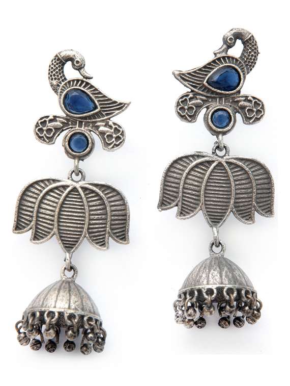 sliver brass oxidised drop earring