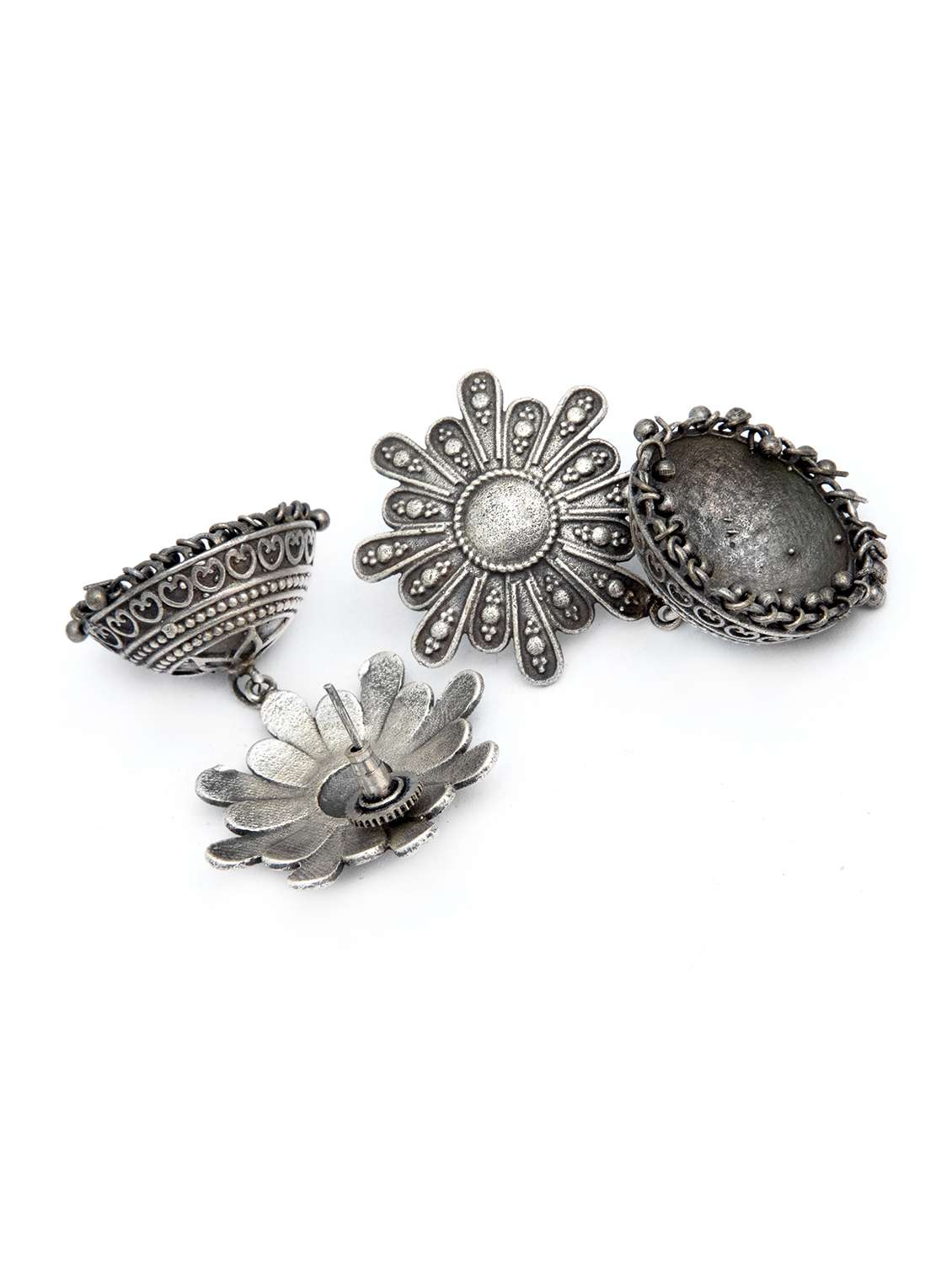 silver tone brass jhumka - 19768511 - Standard Image - 2