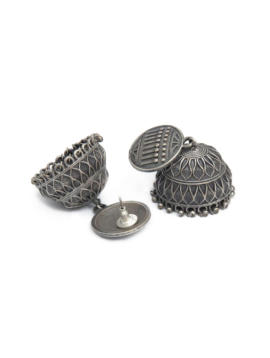 handcrafted silver tone brass jhumka - 19768515 - Standard Image - 2