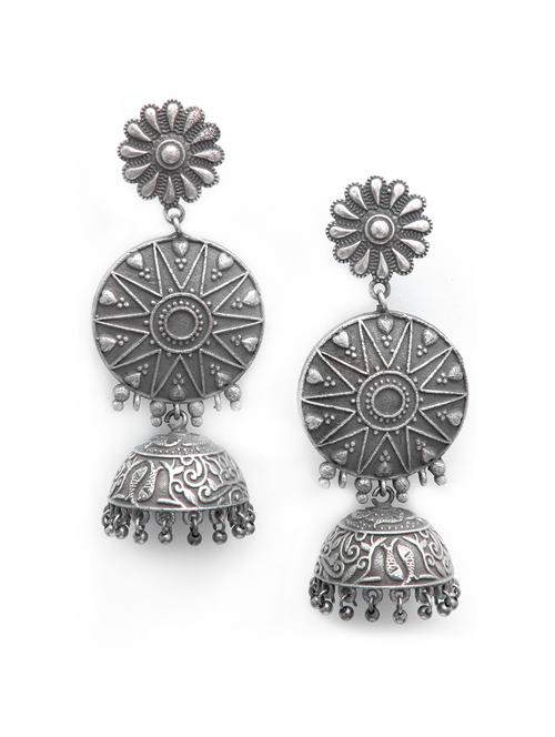 silver brass jhumka earring - 19768516 -  Standard Image - 0