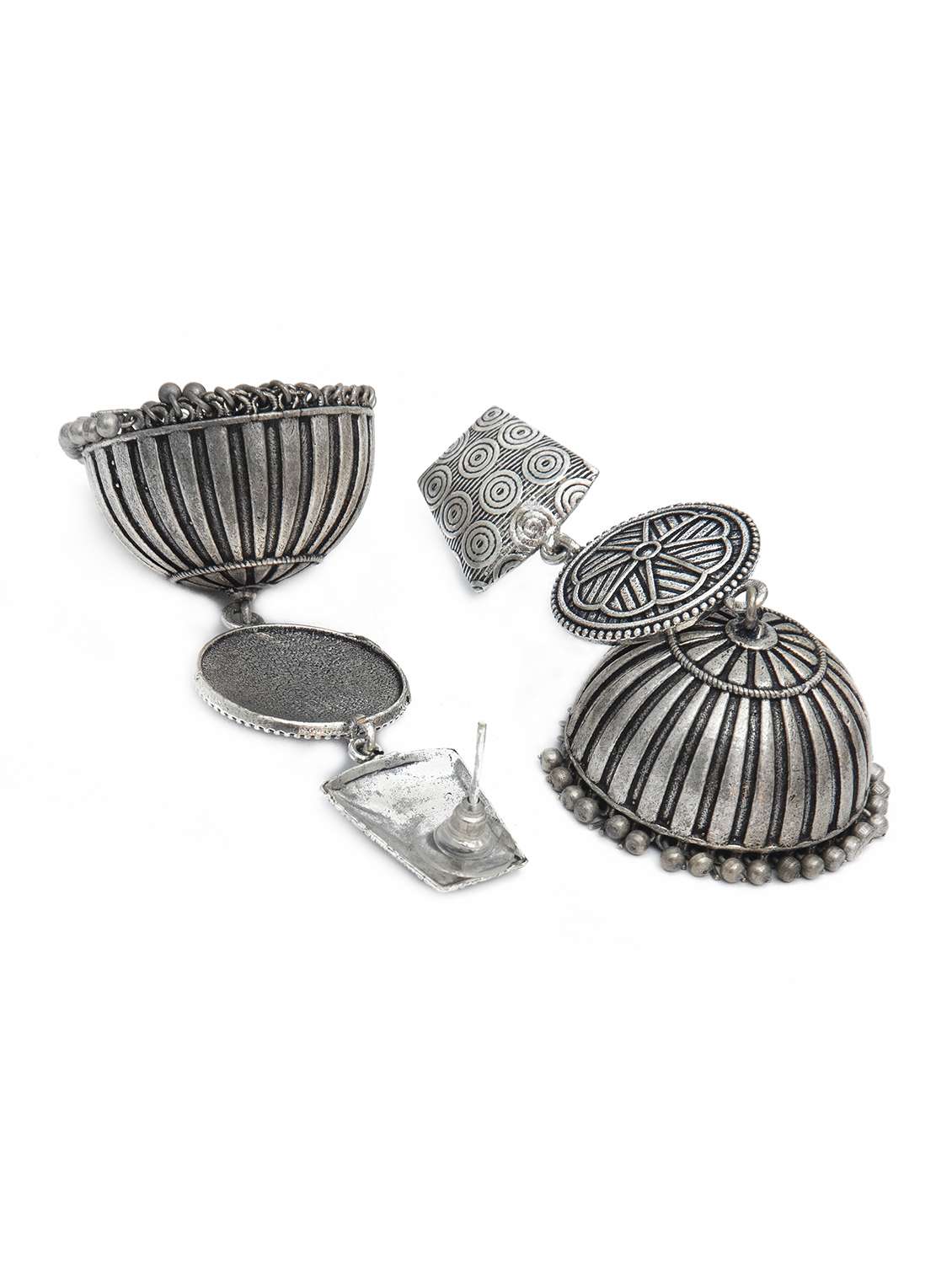 handcrafted silver tone brass jhumka - 19768518 - Standard Image - 2