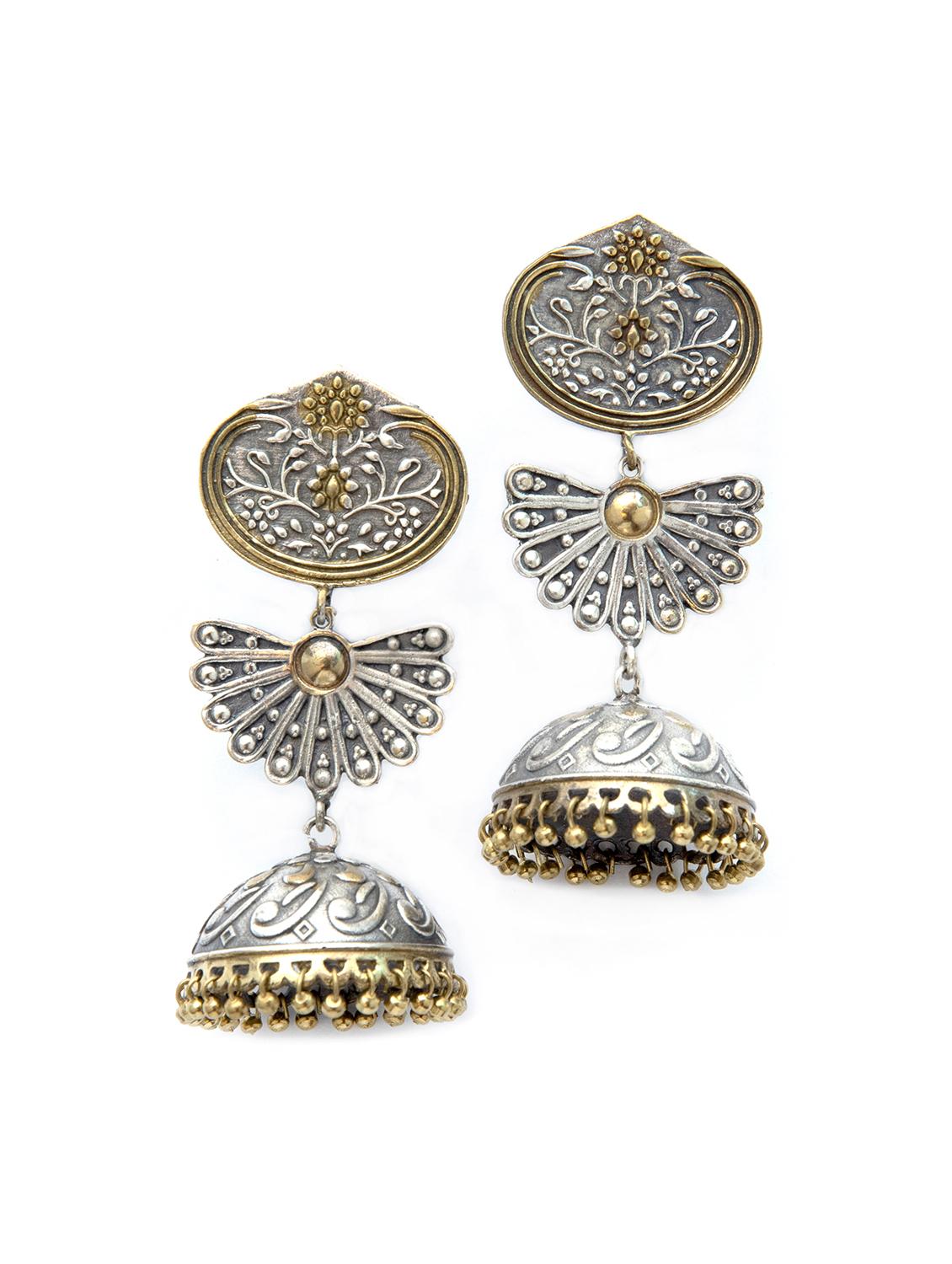 dual tone brass jhumka - 19768519 -  Zoom Image - 0