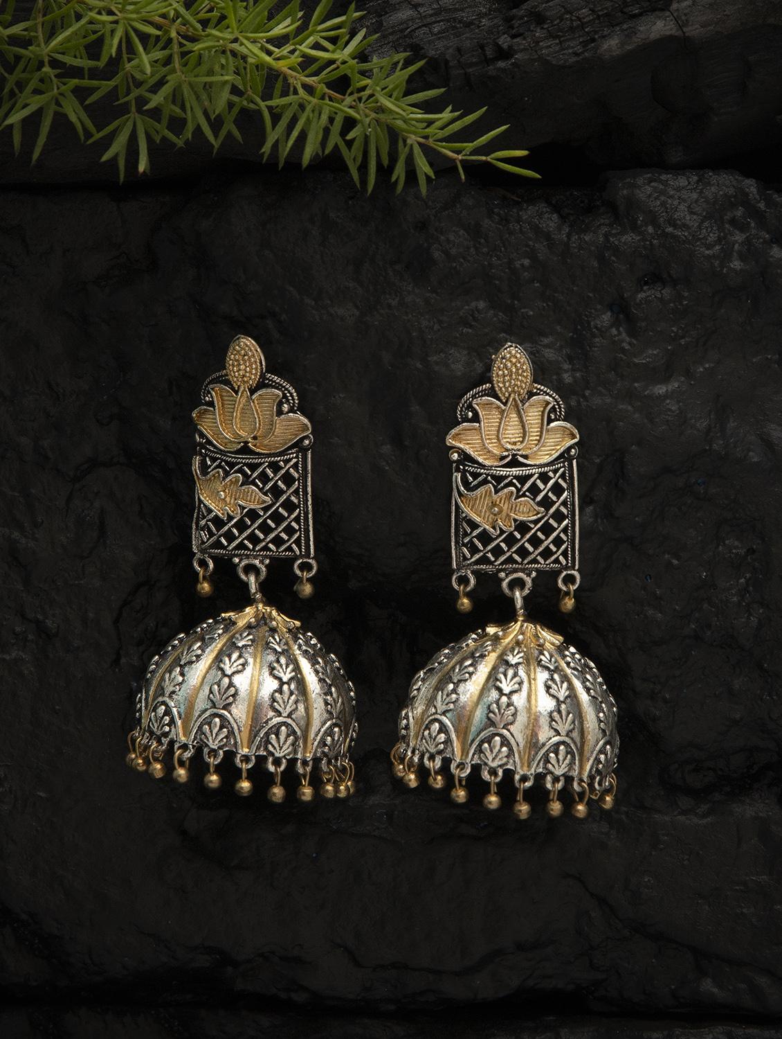 silver brass jhumka earring - 19768522 - Zoom Image - 0