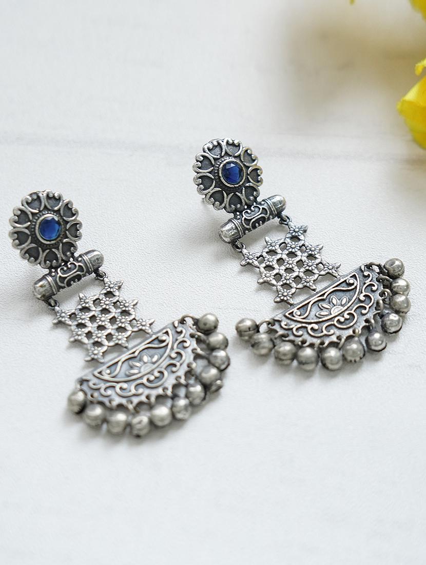 ghungroo pattern silver tone brass earrings - 19768538 - Zoom Image - 0