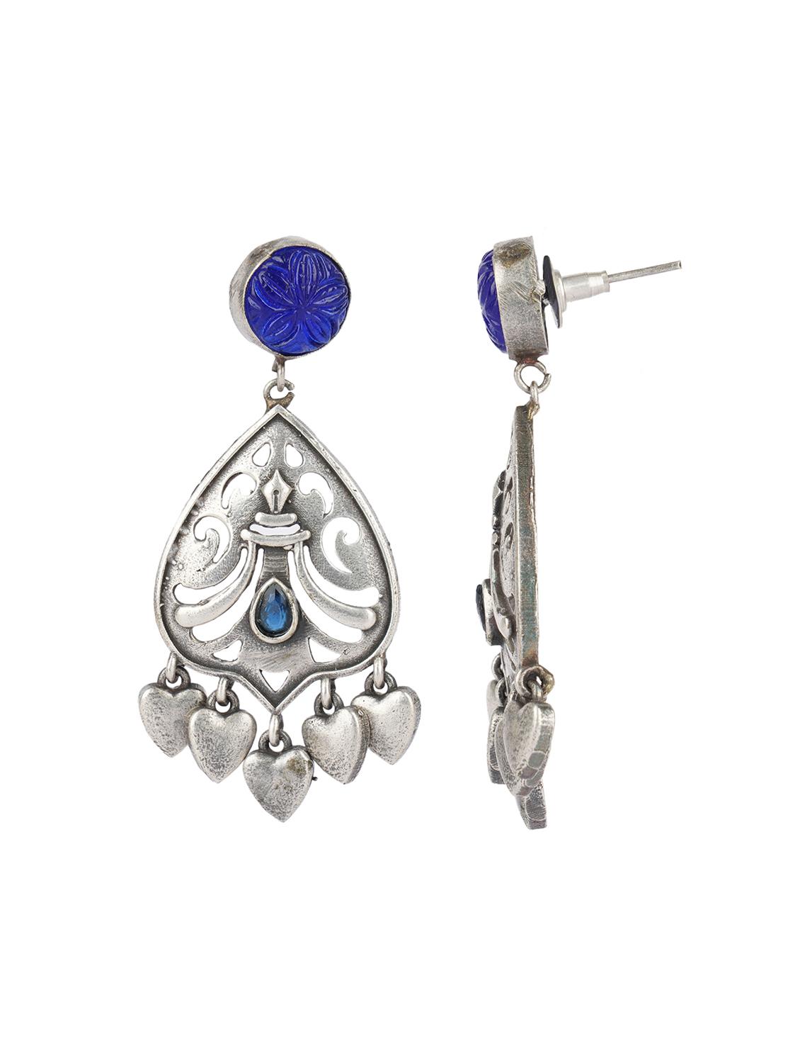 leaf style silver tone brass earrings - 19768541 - Standard Image - 2