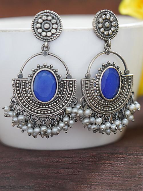 white beads style silver tone brass earrings - 19768546 - Standard Image - 0