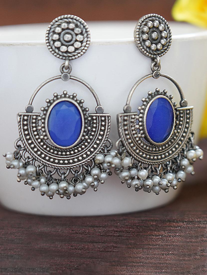 white beads style silver tone brass earrings - 19768546 - Zoom Image - 0