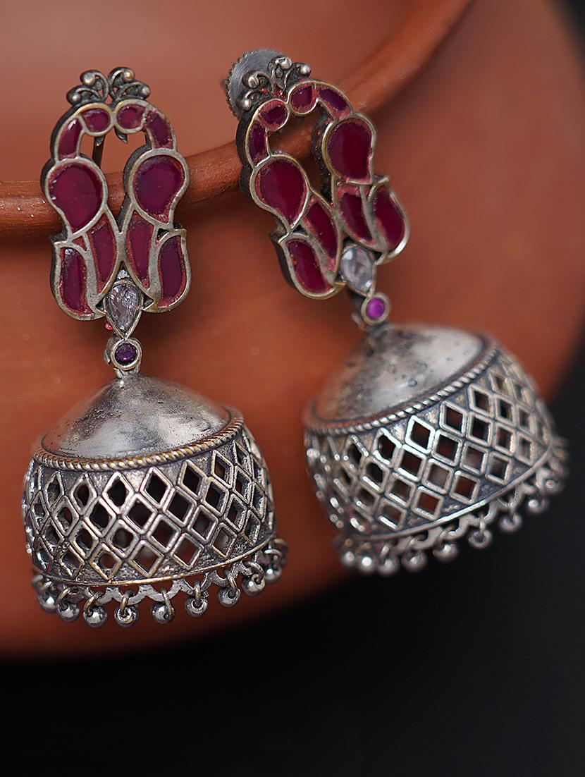 silver tone brass jhumka - 19768558 -  Zoom Image - 0