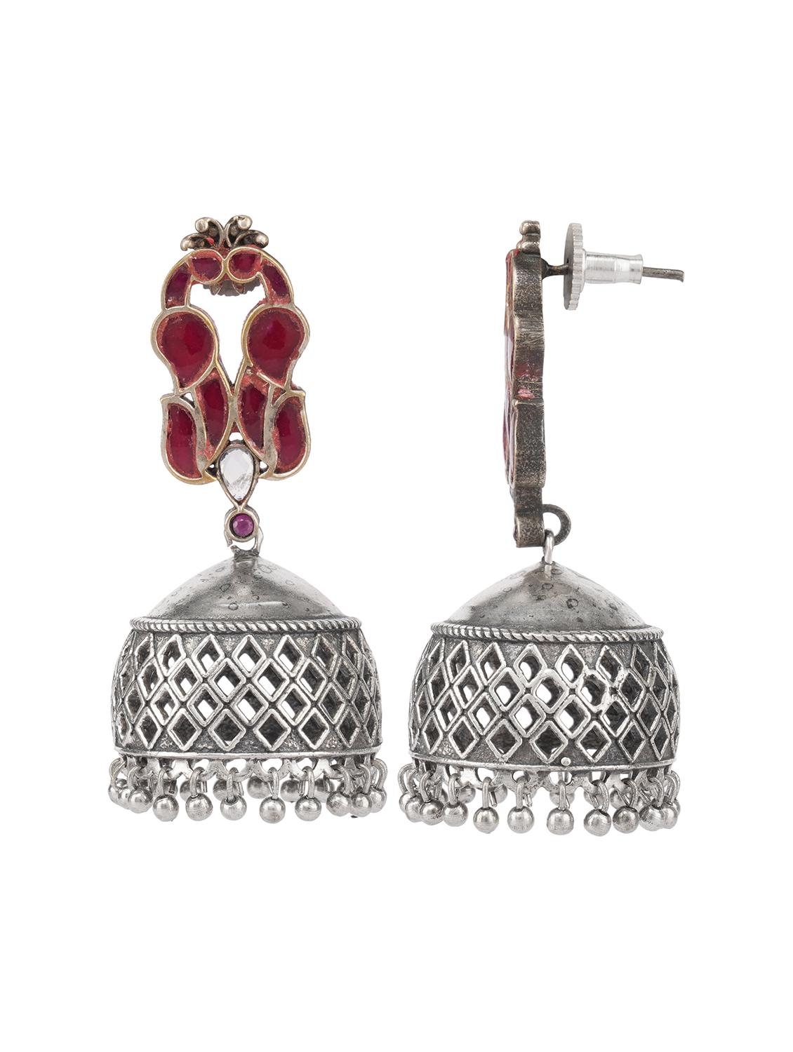 silver tone brass jhumka - 19768558 - Standard Image - 2