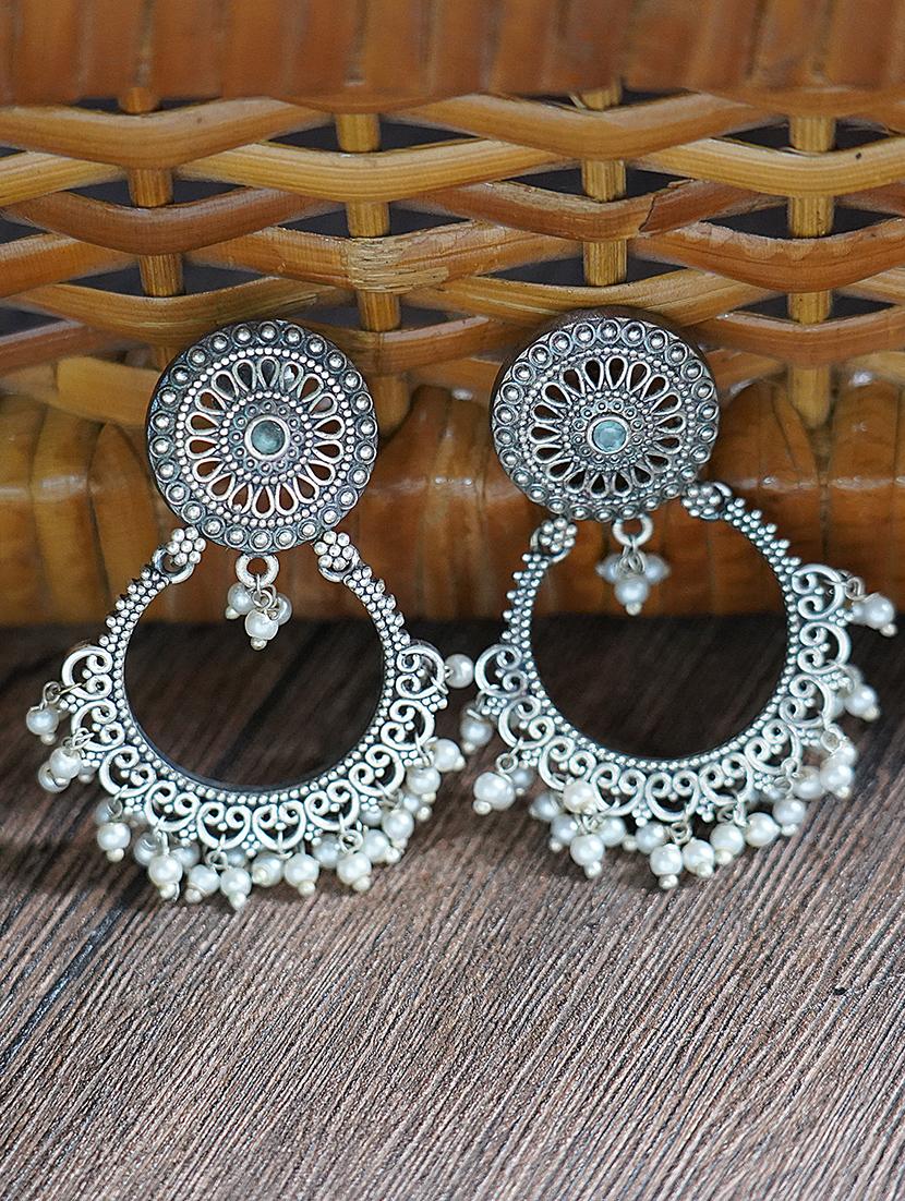 silver tone brass earrings - 19768559 -  Zoom Image - 0