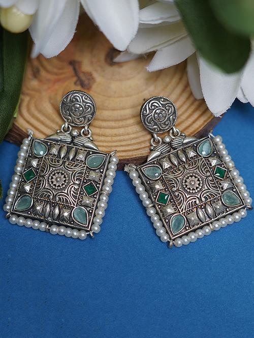 silver tone brass earrings - 19768560 - Standard Image - 0