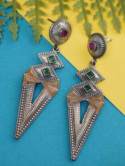 dual tone brass earrings - 19768563 -  Standard Image - 0